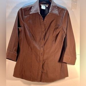 COMO STRETCH BROWN BLOUSE SIZE MEDIUM